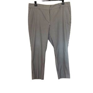 Ann Taylor Ankle/Crop length, white with navy stripes and small hint of grey, 16